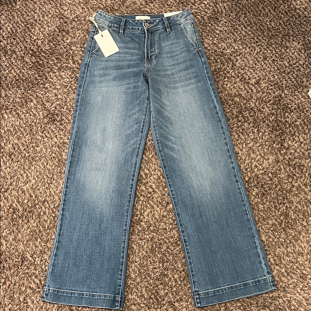 KanCan High Rise Wide Leg Jeans - Light Blue